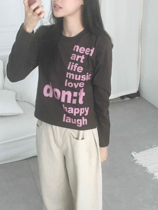 Comfort Lettering Long Sleeve T-shirt