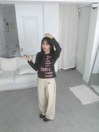 Comfort Lettering Long Sleeve T-shirt