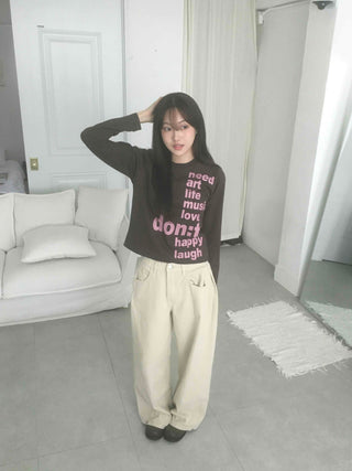 Comfort Lettering Long Sleeve T-shirt