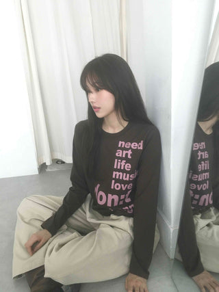 Comfort Lettering Long Sleeve T-shirt