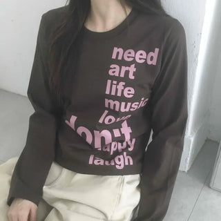 Comfort Lettering Long Sleeve T-shirt