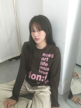 Comfort Lettering Long Sleeve T-shirt