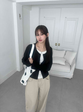 Eyelet Punching Layered Cardigan