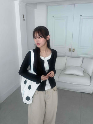 Eyelet Punching Layered Cardigan