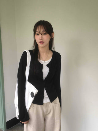 Eyelet Punching Layered Cardigan
