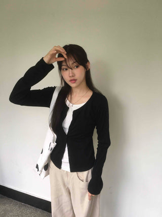Eyelet Punching Layered Cardigan
