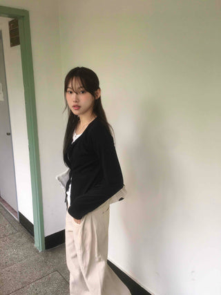 Eyelet Punching Layered Cardigan