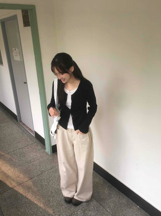 Eyelet Punching Layered Cardigan