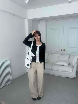 Eyelet Punching Layered Cardigan