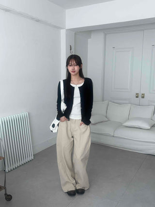 Eyelet Punching Layered Cardigan