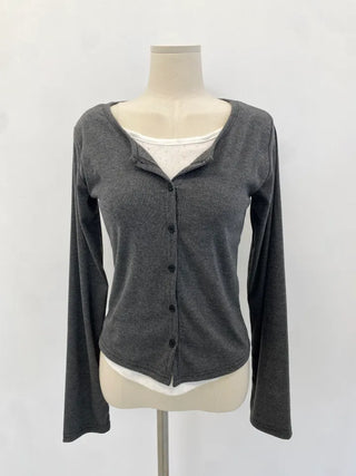 Eyelet Punching Layered Cardigan