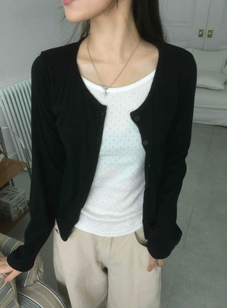 Eyelet Punching Layered Cardigan