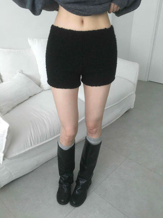 Slim Fit Boucle Elastic Waist Shorts