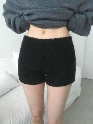 Slim Fit Boucle Elastic Waist Shorts