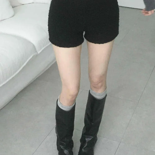 Slim Fit Boucle Elastic Waist Shorts