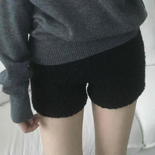 Slim Fit Boucle Elastic Waist Shorts