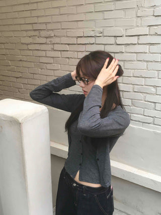 One-piece Halter Layered Long-Sleeve Cardigan