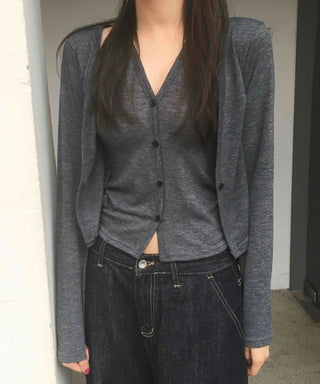 One-piece Halter Layered Long-Sleeve Cardigan