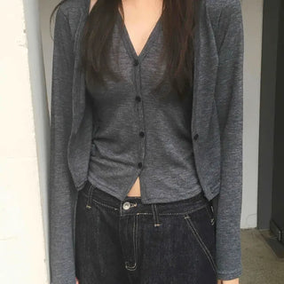One-piece Halter Layered Long-Sleeve Cardigan