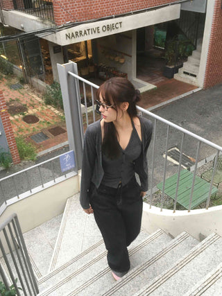 One-piece Halter Layered Long-Sleeve Cardigan