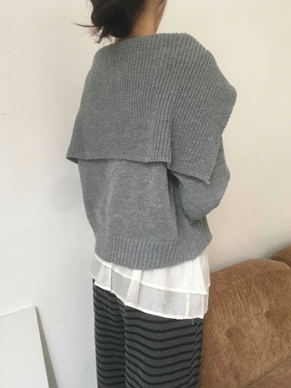 Basic Two-Way Sailor Collar Knit Zip-Up