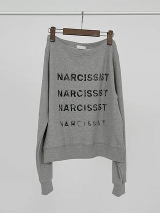 Pony Off-Shoulder Lettering Sweatshirt