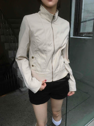 Basic slim fit street plain zip-up