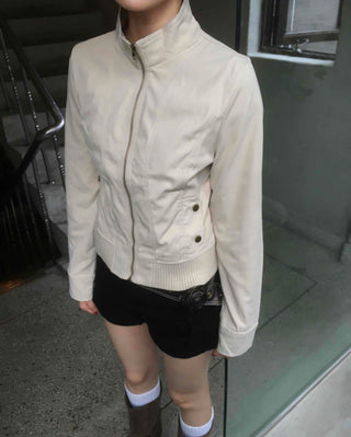 Basic slim fit street plain zip-up