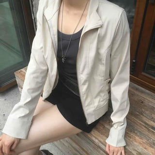 Basic slim fit street plain zip-up