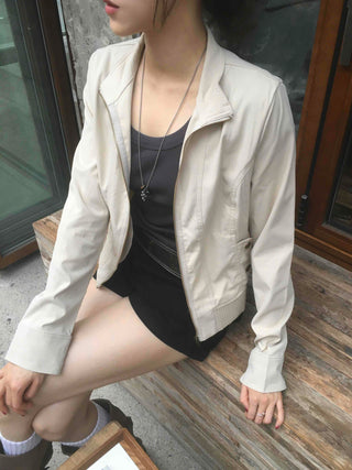 Basic slim fit street plain zip-up