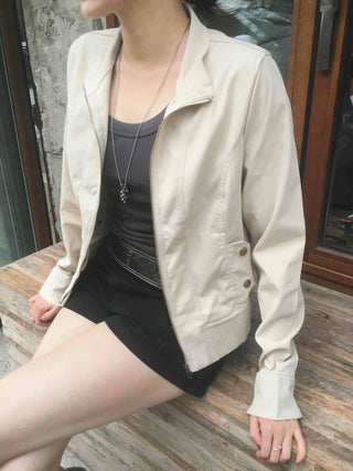 Basic slim fit street plain zip-up