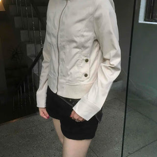 Basic slim fit street plain zip-up