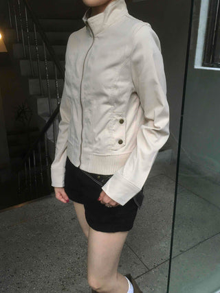 Basic slim fit street plain zip-up