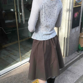 Basic Tie Plain Flare Midi Skirt