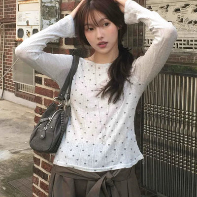 Vintage Cotton Dot Long Sleeve T-shirt