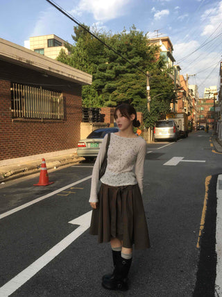 Vintage Cotton Dot Long Sleeve T-shirt