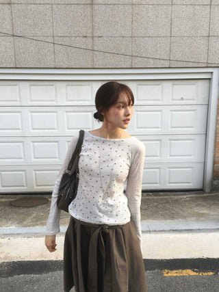 Vintage Cotton Dot Long Sleeve T-shirt