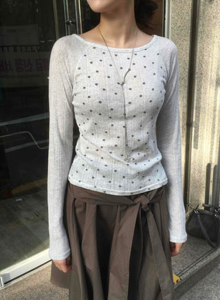 Vintage Cotton Dot Long Sleeve T-shirt