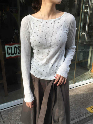 Vintage Cotton Dot Long Sleeve T-shirt