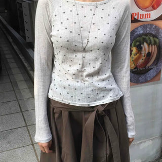 Vintage Cotton Dot Long Sleeve T-shirt