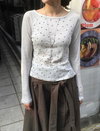 Vintage Cotton Dot Long Sleeve T-shirt