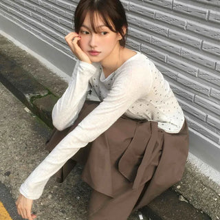 Vintage Cotton Dot Long Sleeve T-shirt