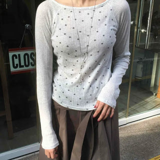 Vintage Cotton Dot Long Sleeve T-shirt