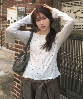 Vintage Cotton Dot Long Sleeve T-shirt