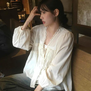 Beige Cotton Linen Blouse
