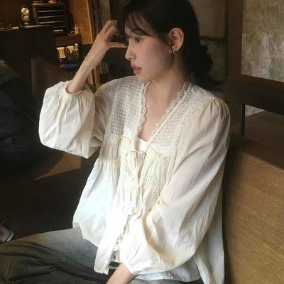 Beige Cotton Linen Blouse