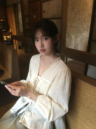 Beige Cotton Linen Blouse
