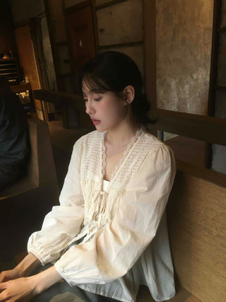 Beige Cotton Linen Blouse