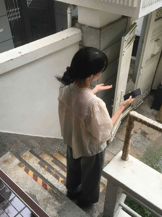 Beige Cotton Linen Blouse