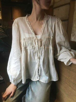 Beige Cotton Linen Blouse